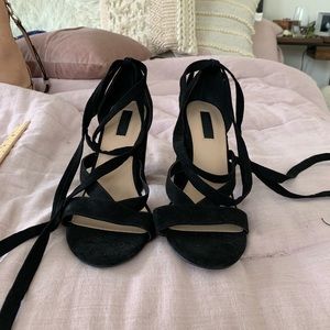 Forever 21 black lace up heals